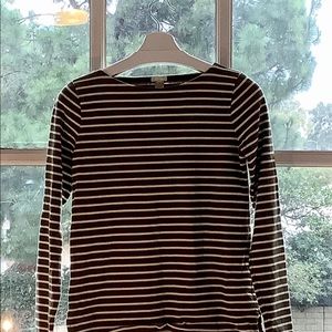J crew boat neck striped shirt olive green size XS